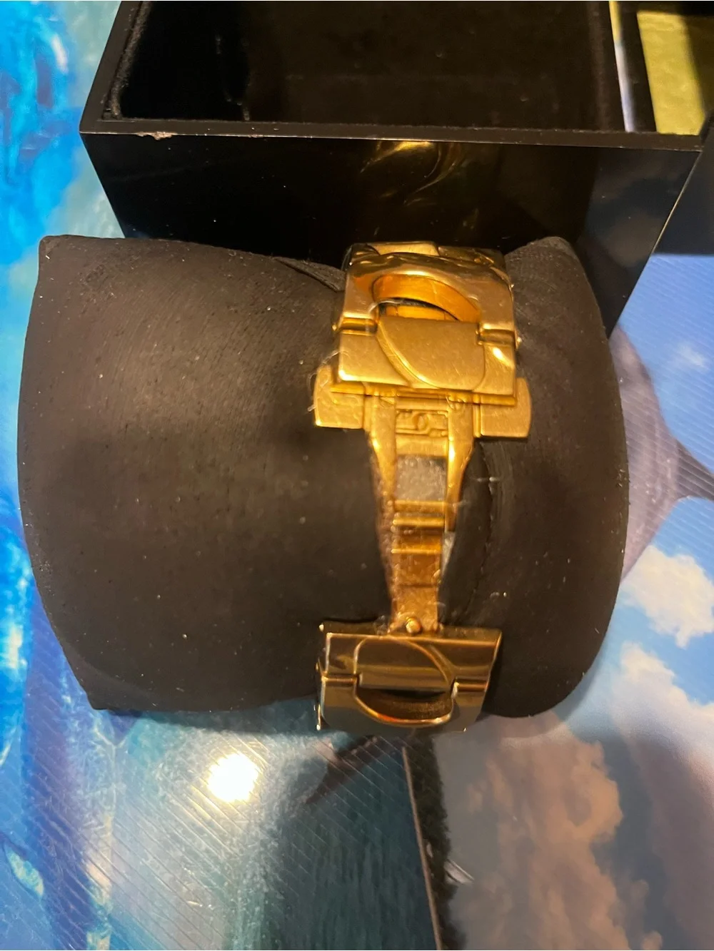 Karl Lagerfeld Women’s  Gold Chain-Link Square Dial Watch